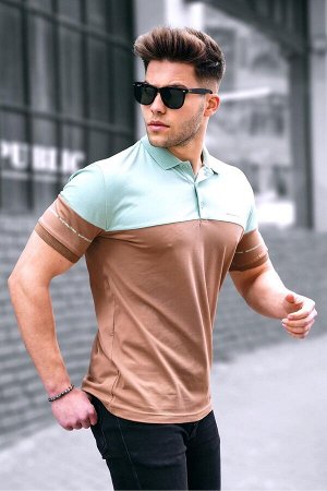 Мужская базовая коричневая мужская футболка с воротником поло 5829