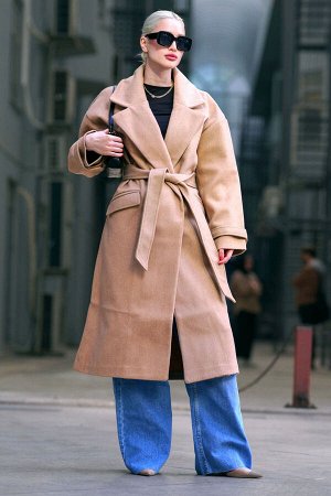Коричневое длинное женское пальто оверсайз Mg1584 MG1584