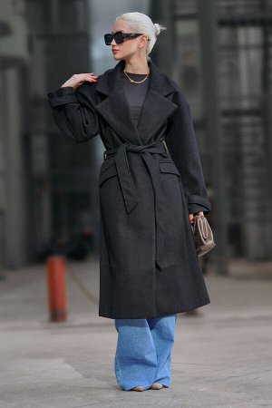 Черное длинное женское пальто оверсайз Mg1584 MG1584