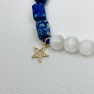 Браслет из Лазурита и Селенита с подвеской "Звезда"