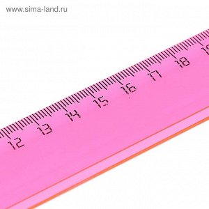 Линейка 25 см «Стамм», флюорисцентная, прозрачная, микс
