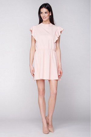 Платье LUMIDE LU401 с воланами пудрово-розовый