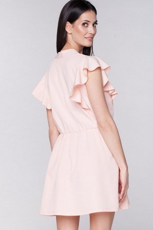 Платье LUMIDE LU401 с воланами пудрово-розовый