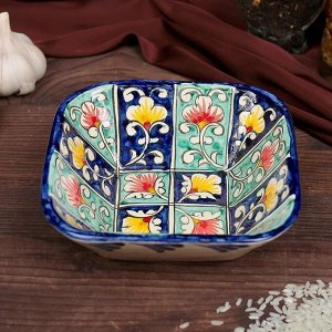 Салатница Риштанская Керамика «Цветы», 14x4.5 см, МИКС