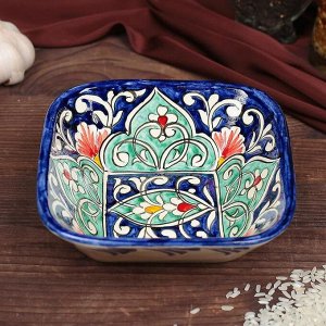 Салатница Риштанская Керамика «Цветы», 14x4.5 см, МИКС
