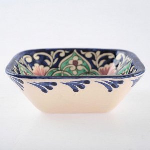 Салатница Риштанская Керамика «Цветы», 14x4.5 см, МИКС