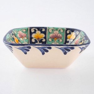 Салатница Риштанская Керамика «Цветы», 14x4.5 см, МИКС
