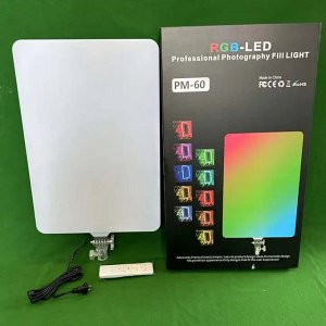 Профессиональная лампа RGB-LED Professional Photography Fill Light PM60, 60см 24 дюйма для фото и видео съёмки, осветитель, видеосвет + штатив