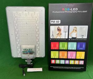 Профессиональная лампа RGB-LED Professional Photography Fill Light PM60, 60см 24 дюйма для фото и видео съёмки, осветитель, видеосвет + штатив