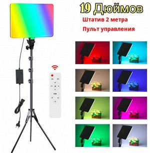 Профессиональная лампа RGB-LED Professional Photography Fill Light PM60, 48см 19 дюйма для фото и видео съёмки, осветитель, видеосвет + штатив