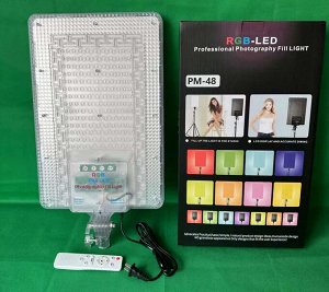 Профессиональная лампа RGB-LED Professional Photography Fill Light PM60, 48см 19 дюйма для фото и видео съёмки, осветитель, видеосвет + штатив