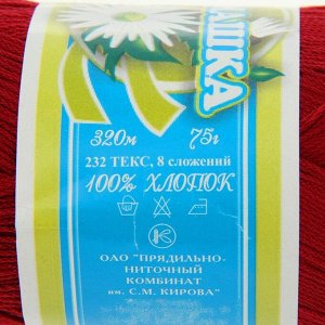 Пряжа для вязания спицами, крючком «ПНК им. Кирова. Ромашка», 320 м/75 г, 100% мерсеризованный хлопок, цвет 1204