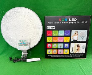 Профессиональная лампа RGB-LED Professional Photography Fill Light GS450, 45см 19 дюймов для фото и видео съёмки, осветитель, видеосвет + штатив