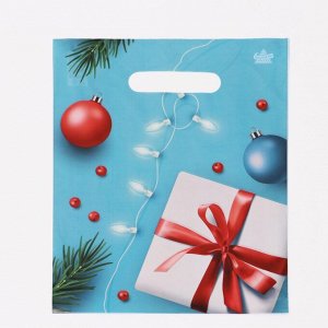 Пакет "Подарок и шарики", полиэтиленовый с вырубной ручкой, 30 х 23 см, 30 мкм
