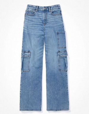 American Eagle AE Curvy Super High-Waisted Baggy Wide-Leg Cargo Jean