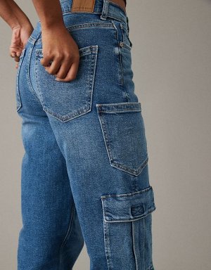 AE Stretch Super High-Waisted Baggy Straight Cargo Jean