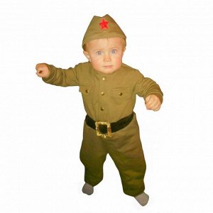 Костюм военного детский: комбинезон, пилотка, трикотаж, хлопок 100 %, рост 68 см, 1-2 года
