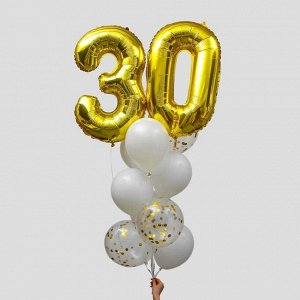 Воздушные шары, букет «30 лет», набор 14 шт., с конфетти
