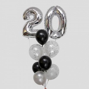 Фонтан из шаров «20 лет», латекс, фольга, 11 шт.