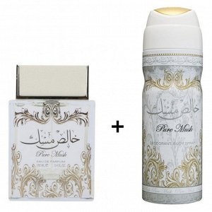 Парфюмированный набор  Lattafa Pure Musk edp 100 ml и Deodorant Spray Pure Musk Unisex 50 ml