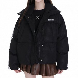 Зимняя куртка с воротником-стойкой и карманами на груди, черный