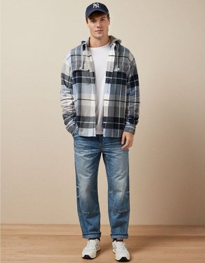 American Eagle AE Super Soft Hooded Flannel Shirt