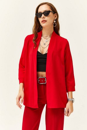 Женская красная куртка-атлас с шалевым воротником CKT-19000139