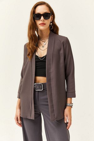 Женская куртка-атлас дымчатого цвета с шалевым воротником CKT-19000139