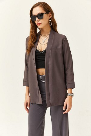 Женская куртка-атлас дымчатого цвета с шалевым воротником CKT-19000139