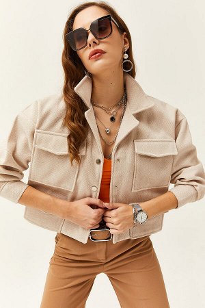 Женская укороченная куртка на подкладке с четырьмя карманами Stone CKT-19000367