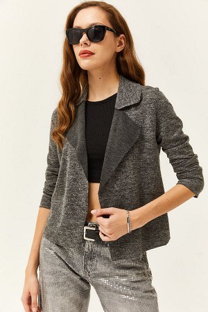 Женская толстая куртка без подкладки антрацитового цвета с шалевым воротником CKT-19000366