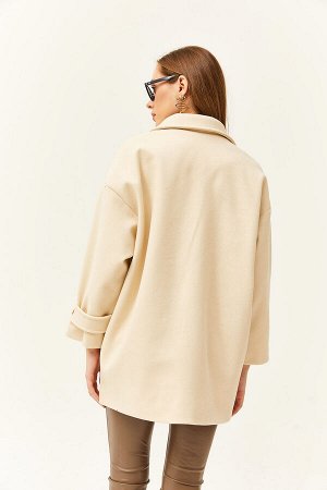 Женское кашемировое пальто оверсайз с каменной подкладкой и карманами KBN-19000012