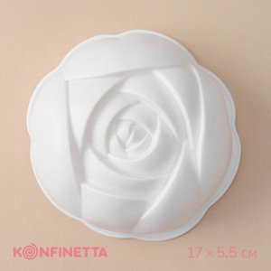 Форма силиконовая для муссовых десертов и выпечки KONFINETTA «Роза», 17?5,5 см, цвет белый