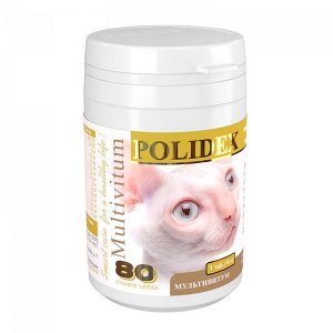 Polidex Multivitum Plus витамины для кошек 80таб