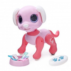 Робот собака радиоуправляемый «Питомец» WOOW TOYS, на пульте управления, интерактивный: звук, свет, танцующий, на аккумуляторе, розовый