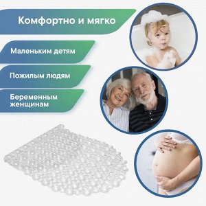 Коврик для ванны и душевой 36х65, ПВХ, с массажным эффектом,  "Комфорт",  цвет прозрачный