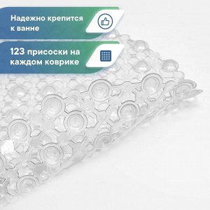 Коврик для ванны и душевой 36х65, ПВХ, с массажным эффектом,  "Комфорт",  цвет прозрачный