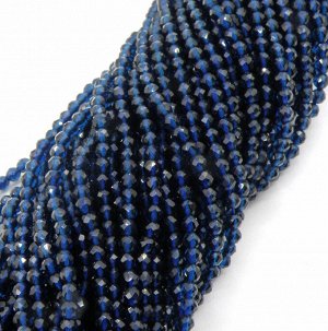 Бусины Шпинели искусственной 3 мм темно-синие, нитка 37 см. Цена за нить.