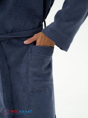 Мужской махровый халат с капюшоном серый МЗ-05 (84)