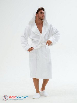 Мужской махровый халат с капюшоном белый МЗ-05 (1)