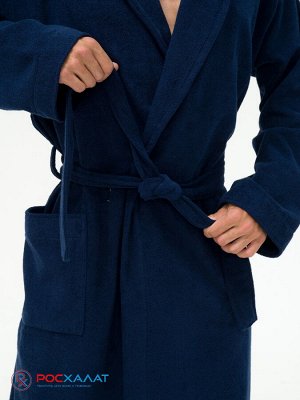 Мужской махровый халат с шалькой темно-синий МЗ-03 (88)