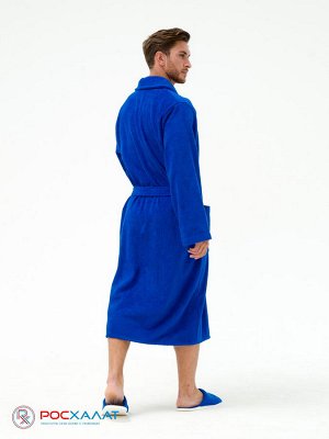 Мужской махровый халат с шалькой синий МЗ-03 (89)