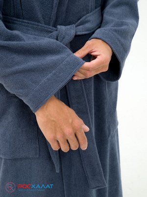 Мужской махровый халат с шалькой серый МЗ-03 (84)