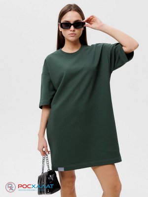 Трикотажное женское платье-футболка оверсайз хаки ВП-09 (125)