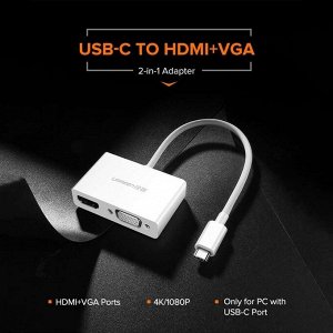 Конвертер Type-C на VGA/HDMI (MM123), Ugreen