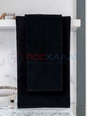 Махровое полотенце без бордюра черное ПМ-100