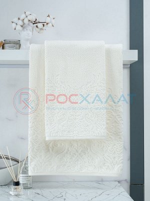 Махровое полотенце жаккардовое Вензель молочный ПМА-6599 (253)