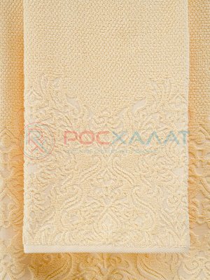 Махровое полотенце жаккардовое Вензель кремово-желтый ПМА-6599 (196)