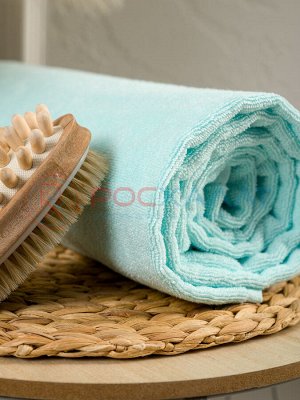 Махровое полотенце без бордюра морская волна ПМ-58