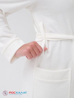 Женский велюровый халат с шалькой кремовый ВМ-02 (2)